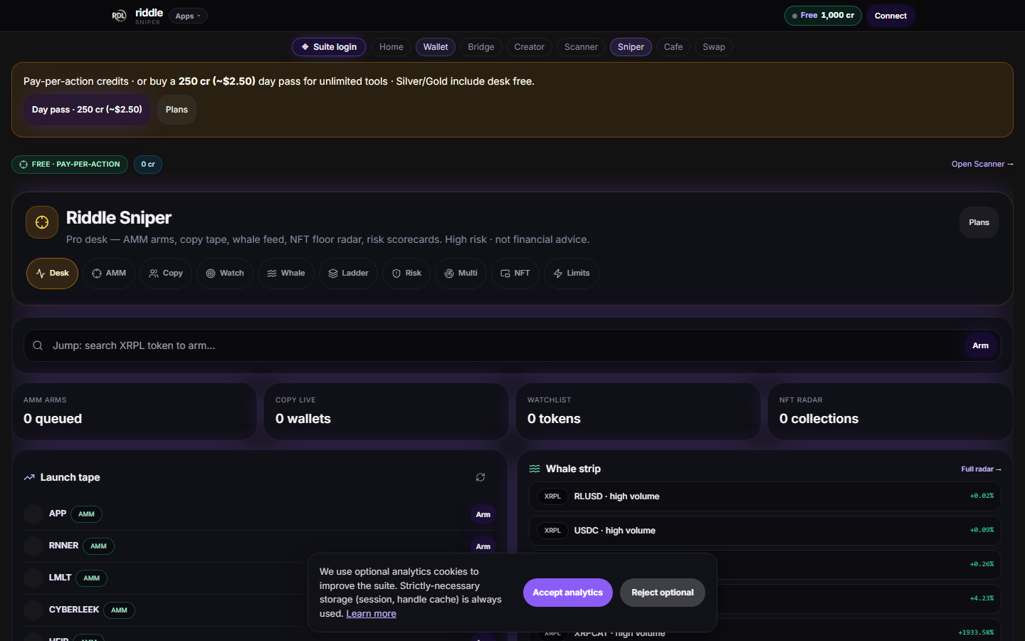 Live production screenshot of Sniper